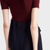 Wool knit midi skirt