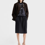 Chevron wool midi skirt