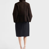 Chevron wool midi skirt