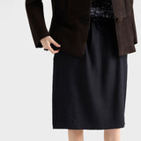 Chevron wool midi skirt