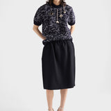 Chevron wool midi skirt