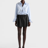 Gingham check mouliné wool miniskirt