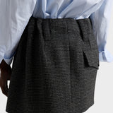 Gingham check mouliné wool miniskirt