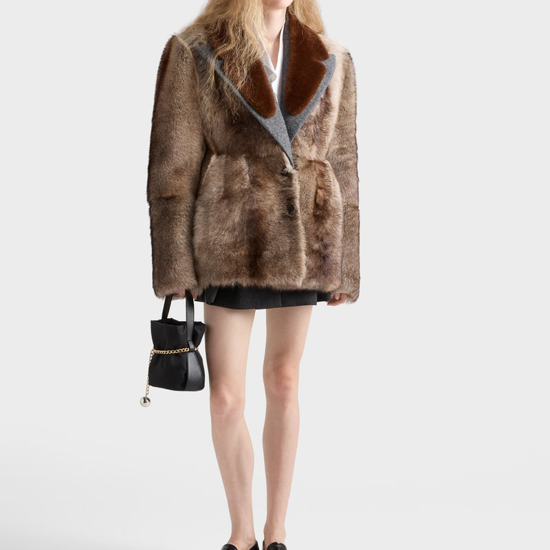 Chevron wool mini skirt