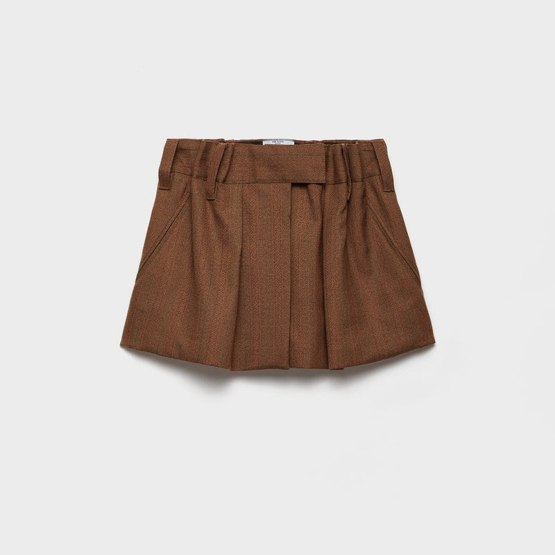 Pinstriped mouliné wool miniskirt