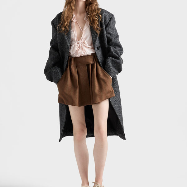 Pinstriped mouliné wool miniskirt