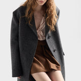 Pinstriped mouliné wool miniskirt