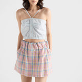 Checked cotton miniskirt