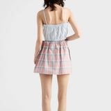Checked cotton miniskirt
