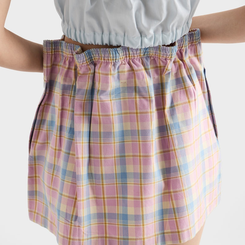 Checked cotton miniskirt