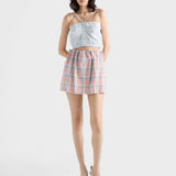 Checked cotton miniskirt