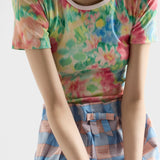 Checked poplin midi-skirt