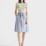Checked poplin midi-skirt