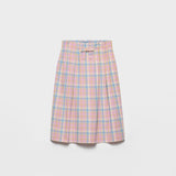 Checked cotton midi skirt
