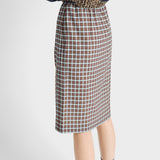Checked stretch georgette skirt