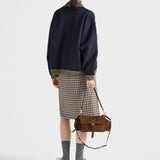 Checked stretch georgette skirt