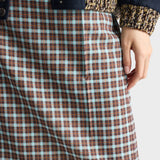 Checked stretch georgette skirt