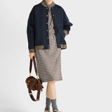 Checked stretch georgette skirt