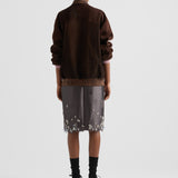 Embroidered silk and wool skirt