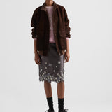 Embroidered silk and wool skirt