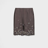 Embroidered silk and wool skirt