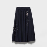 Embroidered rush stitch midi-skirt