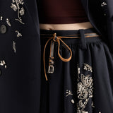 Embroidered rush stitch midi-skirt