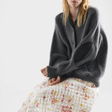 Floral print quilted satin circle skirt