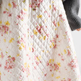 Floral print quilted satin circle skirt