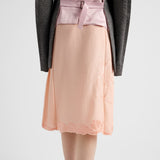 Embroidered habutai silk skirt