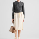 Embroidered silk habutai skirt