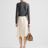 Embroidered silk habutai skirt