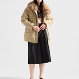 Pleated wool flannel skirt