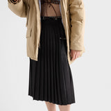 Pleated wool flannel skirt
