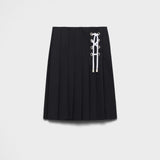 Pleated gabardine midi-skirt