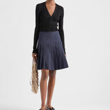 Pleated poplin skirt