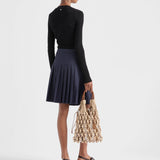 Pleated poplin skirt