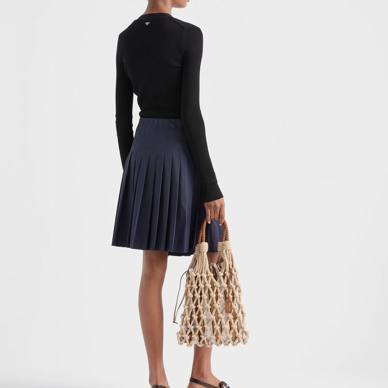 Pleated poplin skirt