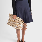 Pleated poplin skirt