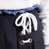 Pleated stretch drill miniskirt