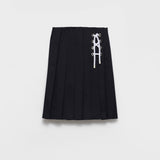 Pleated stretch drill skirt