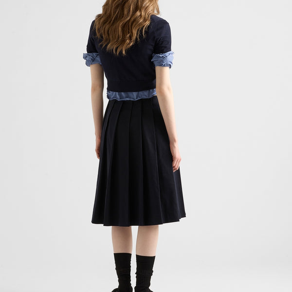 Pleated stretch drill skirt