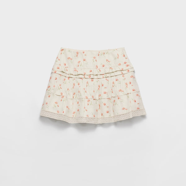 Floral print linen miniskirt