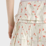 Floral print linen miniskirt