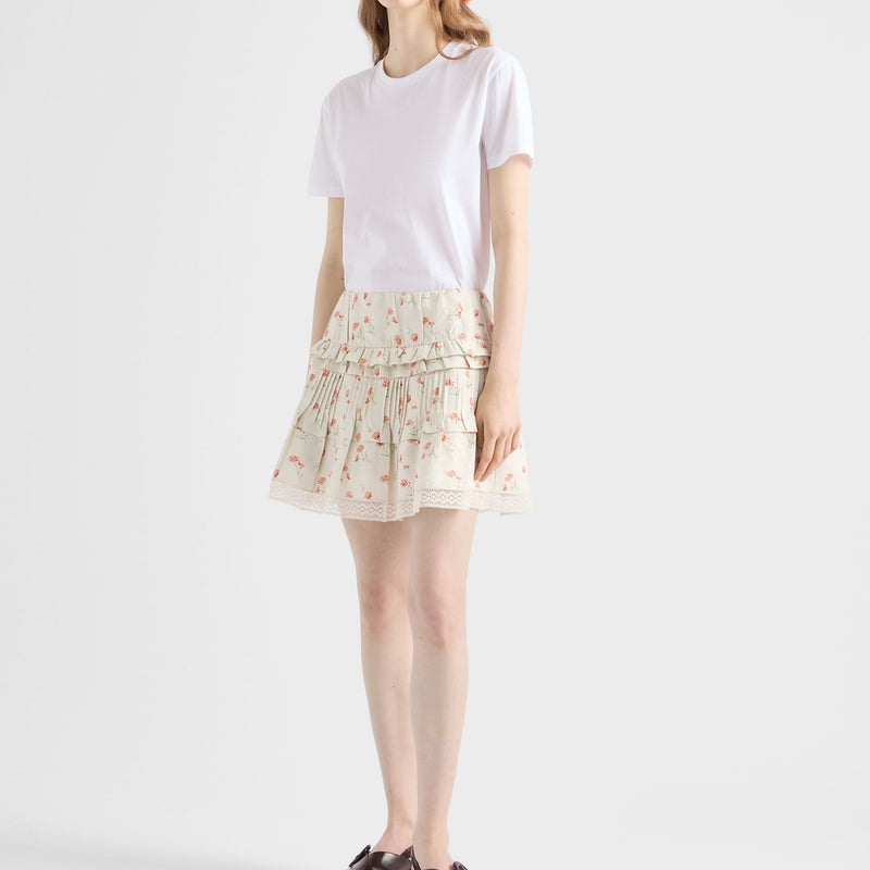 Floral print linen miniskirt