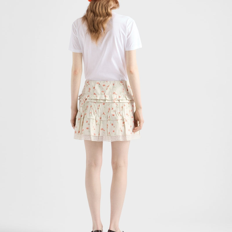 Floral print linen miniskirt