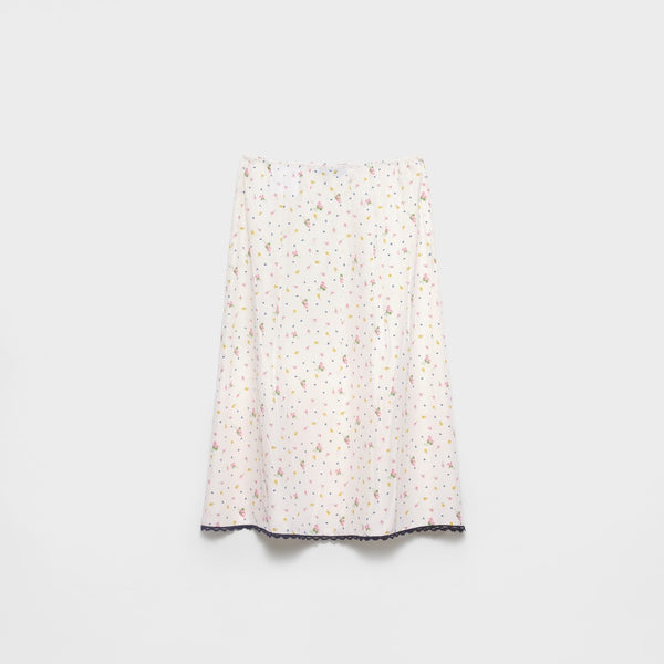 Floral print pongé skirt