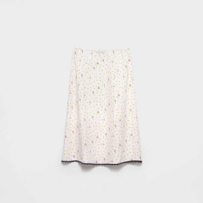 Floral print pongé skirt