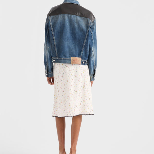 Floral print pongé skirt