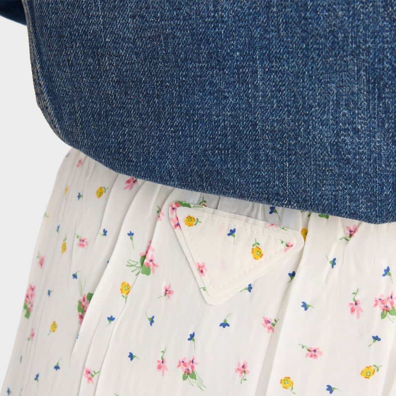 Floral print pongé skirt